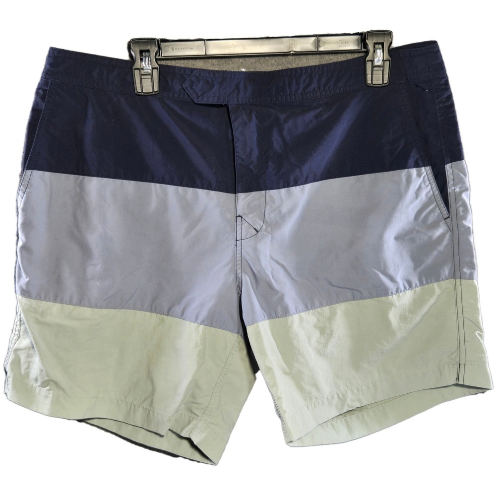 J.Crew Mens Colorblock Board Shorts Navy Grey Green Swim Trunks Sz 35 *No Mesh*